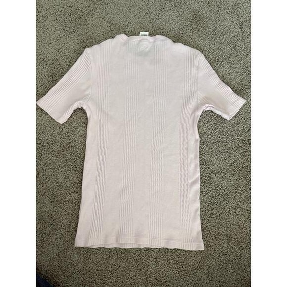 PINK Victoria's Secret Ribbed Knit T Shirt Blush Pink Short Sleeve Size XS - Picture 2 of 7